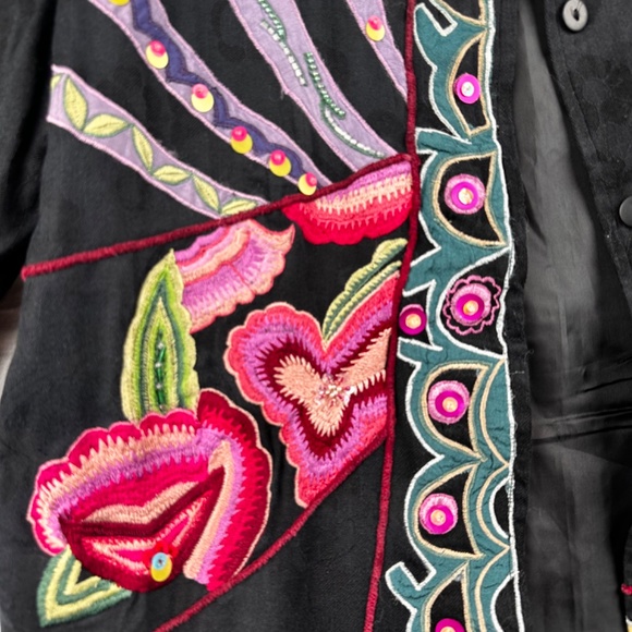 Allure Multi color Embroidered Embellished Jacket women’s size M Party - Picture 7 of 14